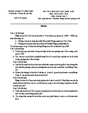 Đề thi khảo sát học sinh giỏi môn Lịch sử Lớp 9 - Năm học 2018-2019 - Trường THCS Nà Tầu